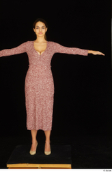 Whole Body Woman T poses White Dress Average Standing Studio photo references